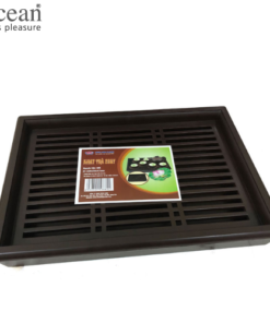 Khay đựng cốc nhựa chữ nhật giả gỗ màu nâu